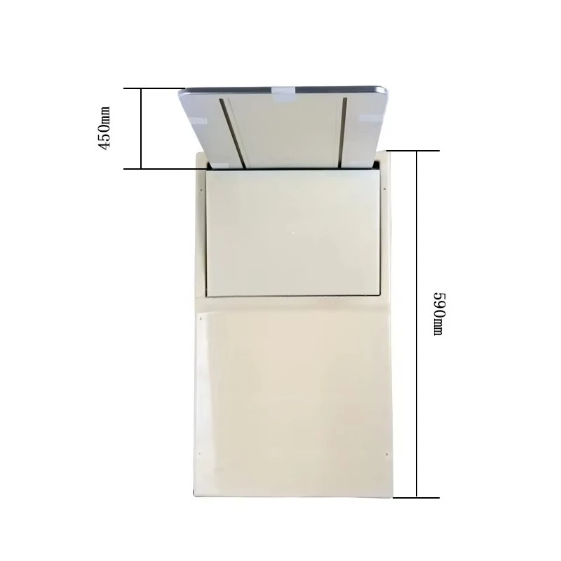 Electrically adjustable side wall table for camper van, with internal components
