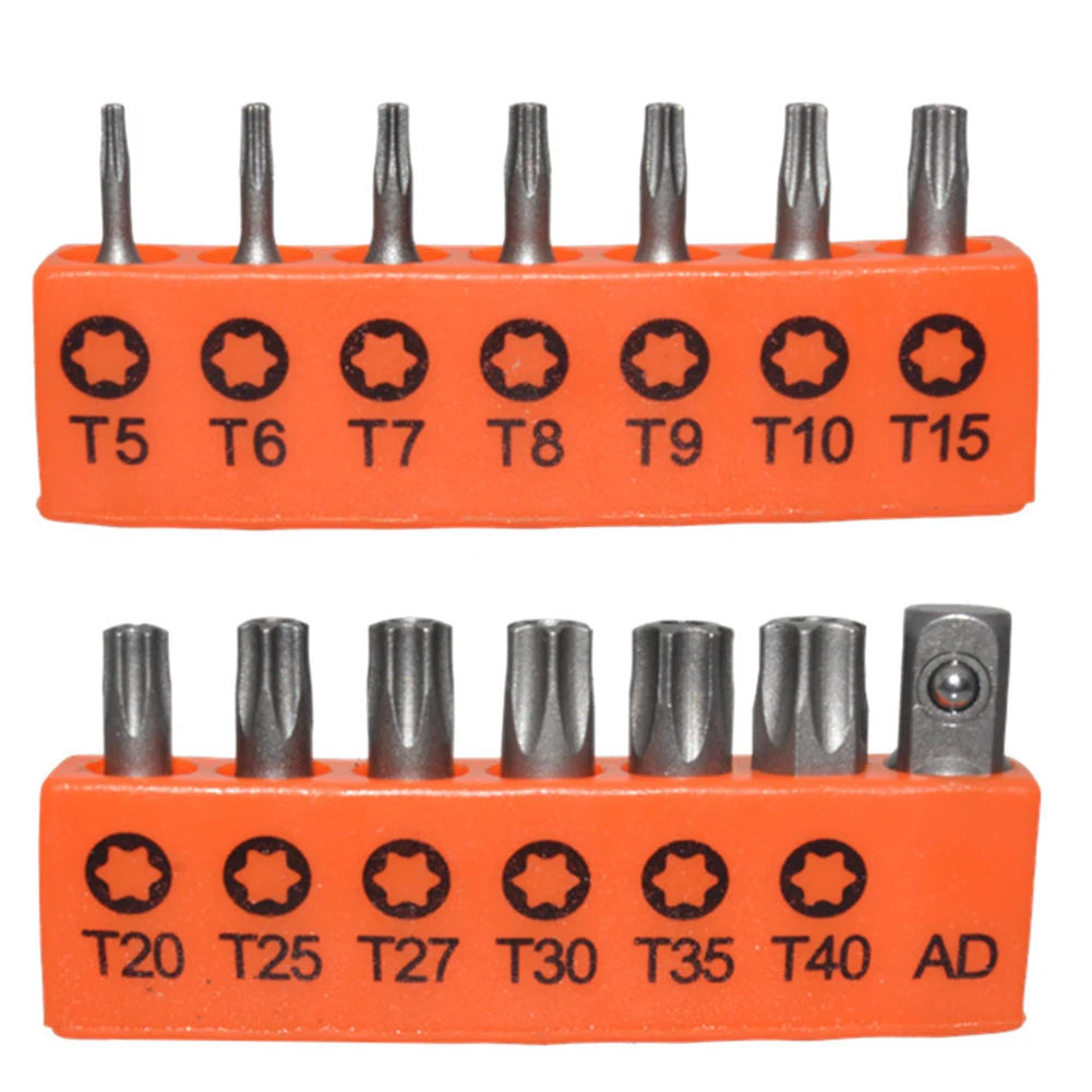 

14pcs Torx Screwdriver Bit Set Tamper Proof Security Drill Bits 25mm Magnetic Flat Head 1/4” Hex Screw Driver Hand Tools T5-T40