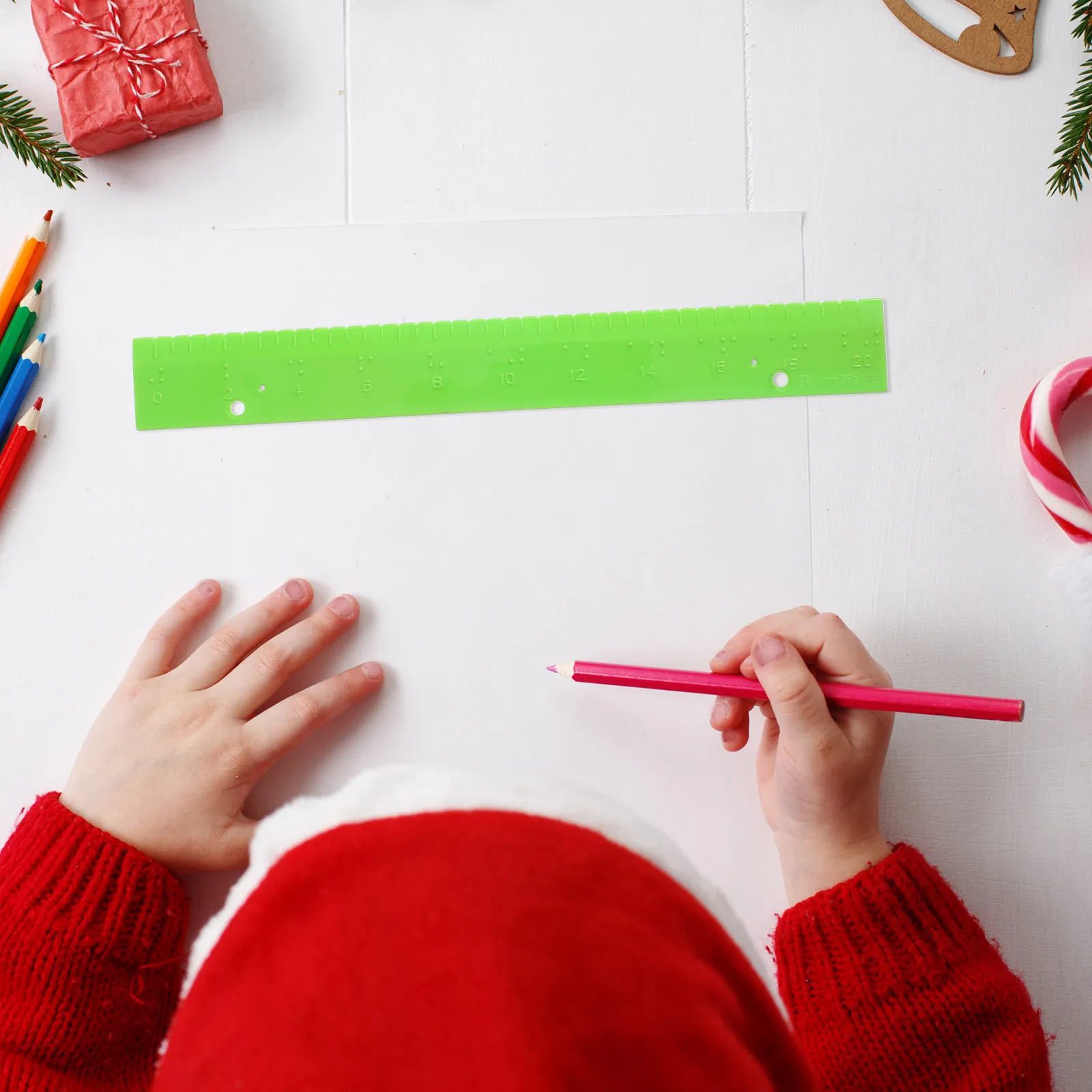 Tactile Straight Ruler for Blind Users High Accuracy Raised Lines Sturdy Construction Educational Measurement Tool Learning