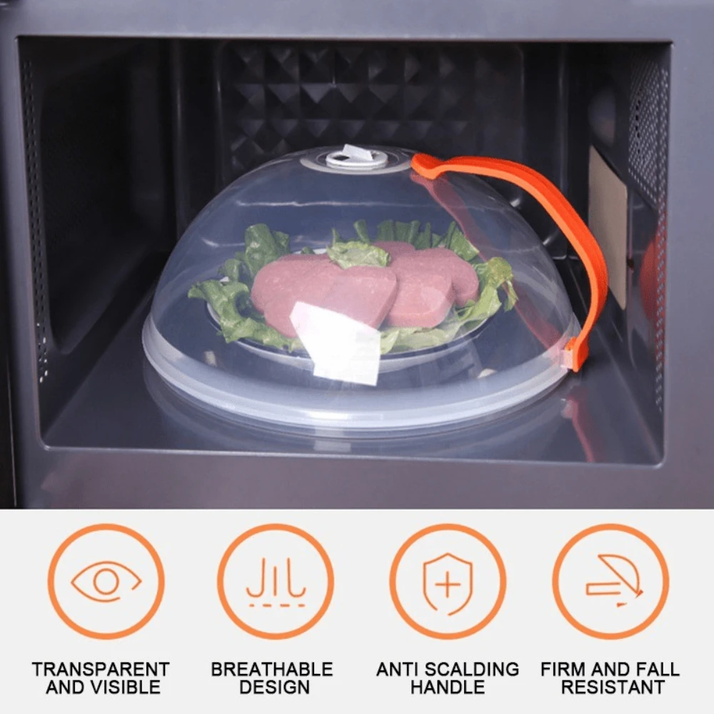 Transparent Microwave Splash Cover — Reusable Heat-Resistant Airtight Anti-Sputter Food Lid English Product Detail