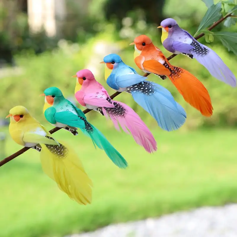 6Pcs Simulation Feather Birds Models Fake Foam Animal Artificial Birds DIY Wedding Home Garden Ornament Decor