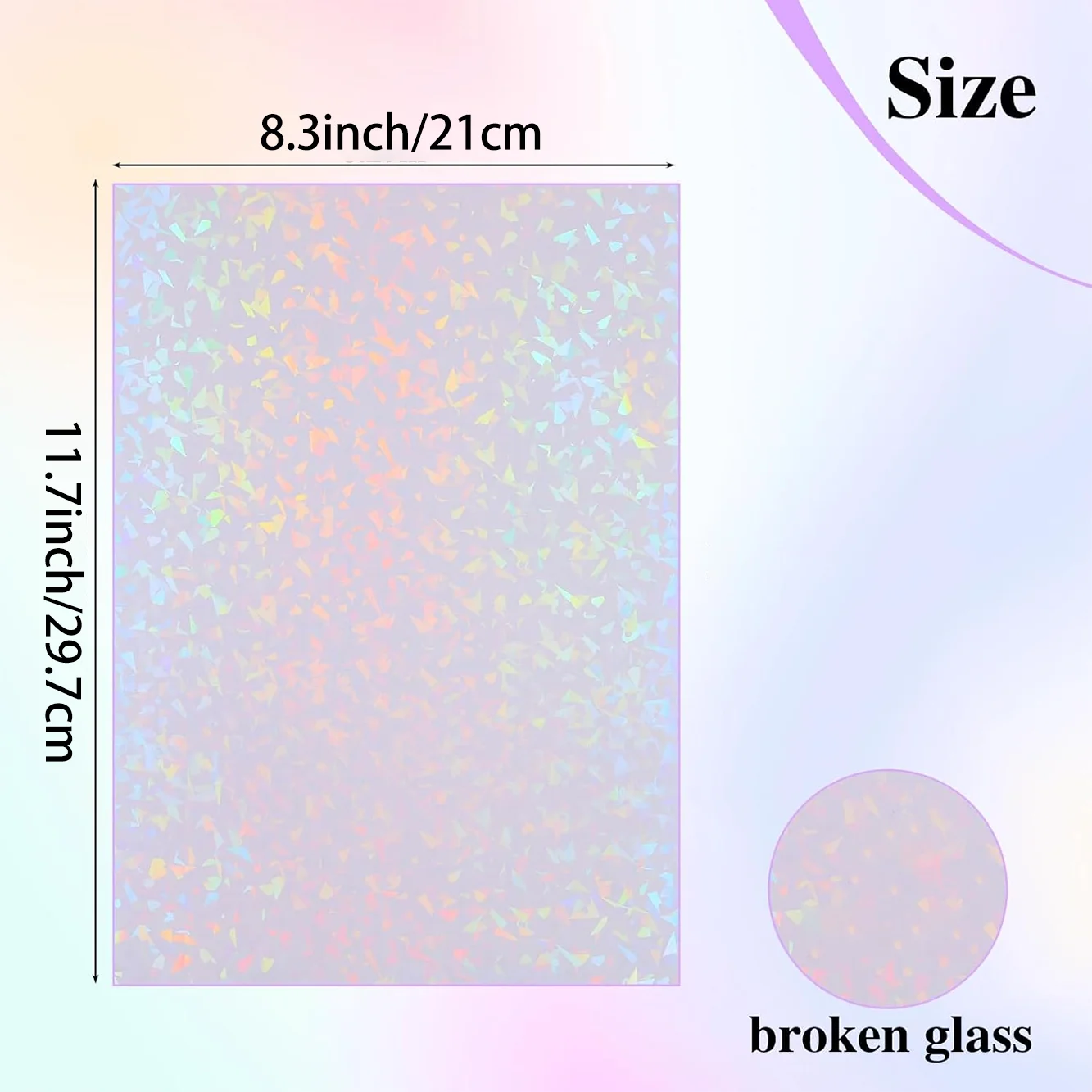 20 Sheets A4 Holographic Diamond Cold Laminating Film Clear Self-Adhesive Vinyl Sticker 8.3x11.7 Inch Waterproof