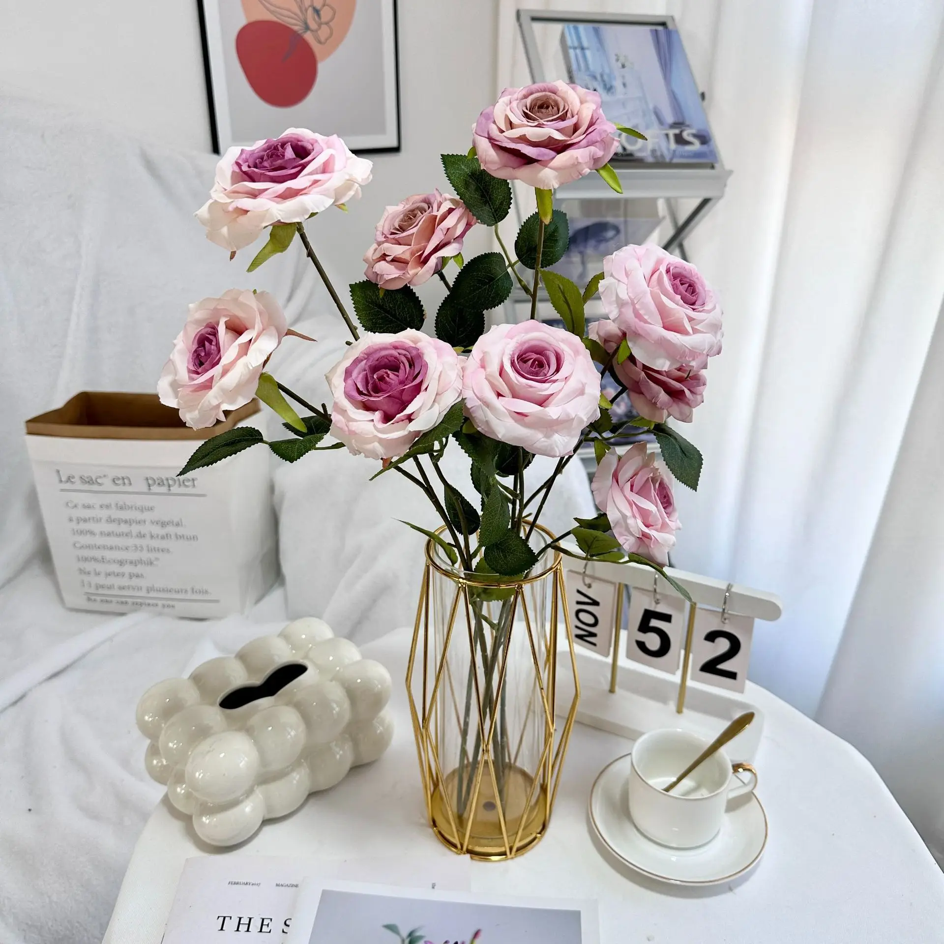 

Realistic 3-Head Diamond Roses,Silk Fake Flowers Bulk – Elegant Wedding Centerpiece Greenery,Bridal Shower Bouquet Home Decor