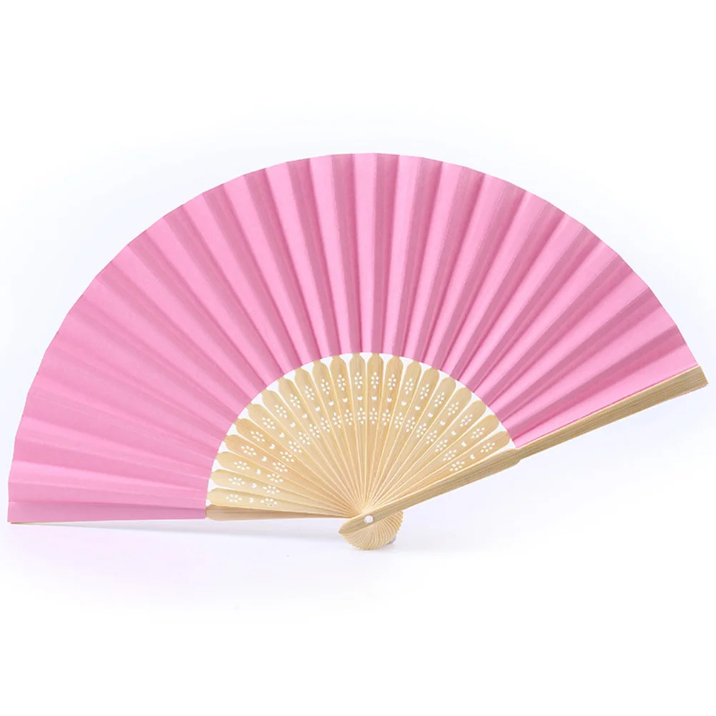 5pcs Handmade Paper Folding Fans Bamboo Hand Held Fan Gift Party Favors DIY Decor for Kids (Green, Purple, Pink, Rosy, Yellow)