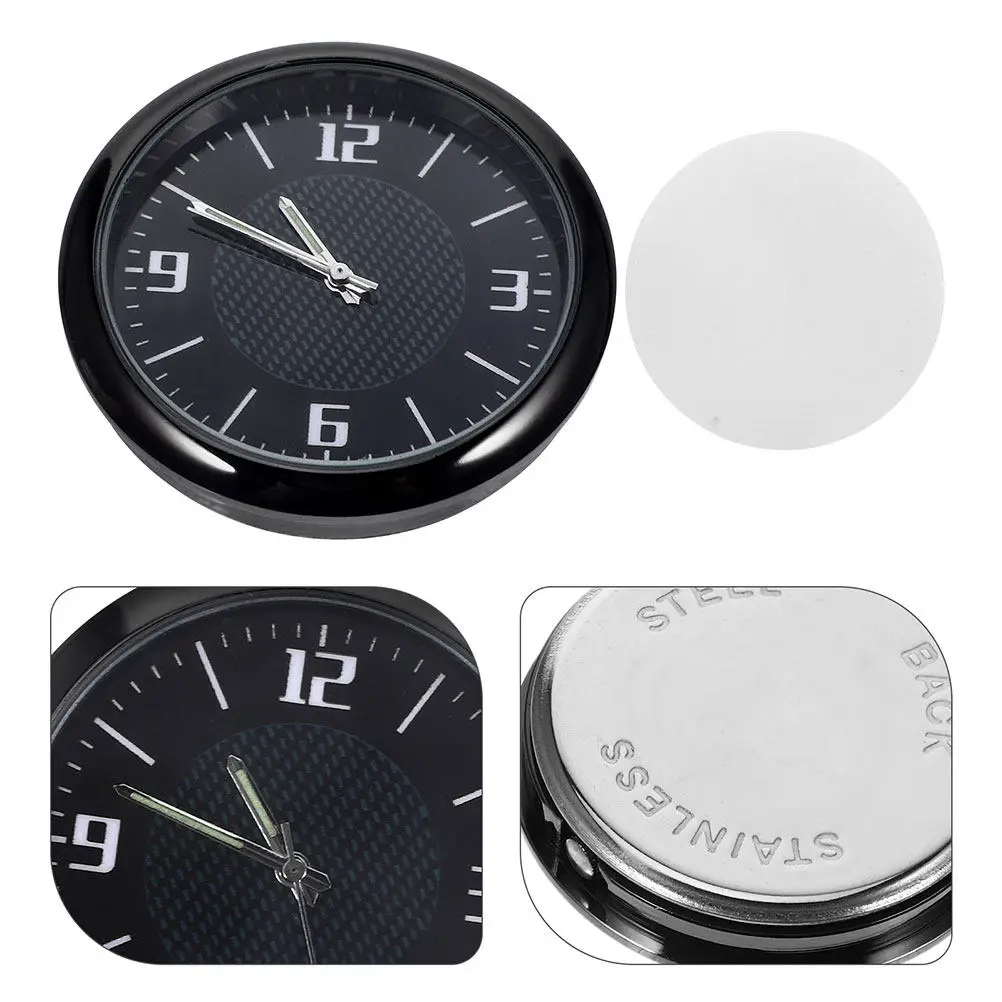 2Pcs Car Clock Dashboard Stick on Electronic Quartz Waterproof Mini Digital Clock Decorative Auto Accessories Black