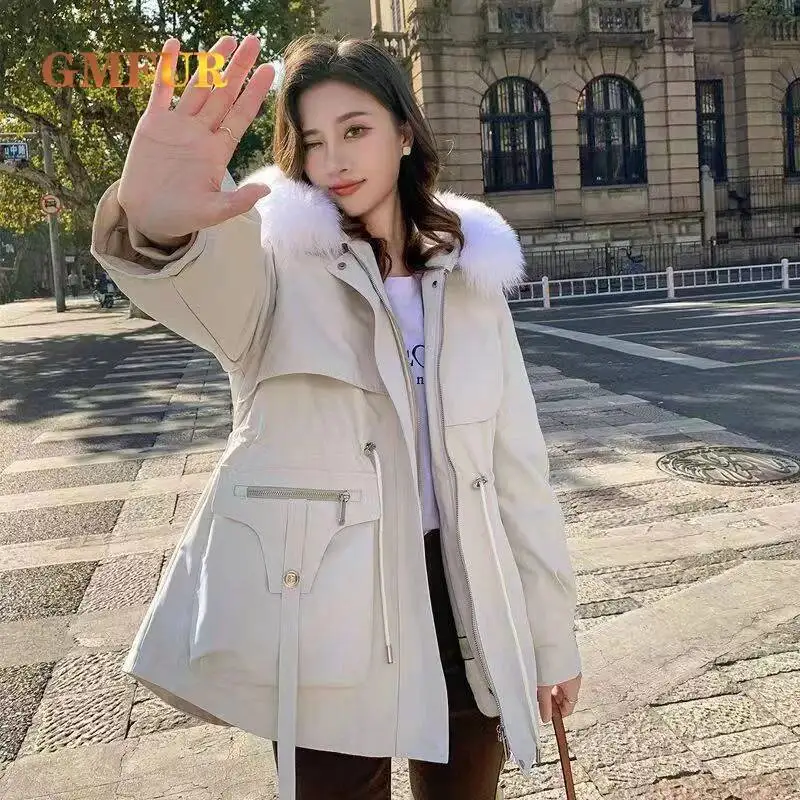 

New Winter Jacket Women Parka Fashion Hooded Slim With Fur Collar Warm Snow Wear Cotton Padded Causal Coat