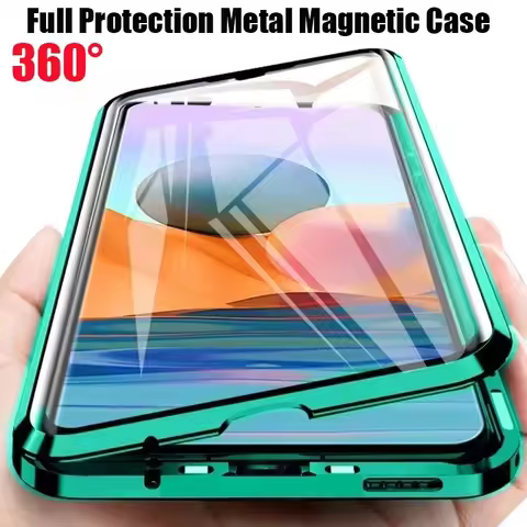 Magnetic Tempered Glass Metal Case For Samsung S25 S24 S23 S22 S21 Ultra Plus FE For Samsung Double-Sided Glass Cover