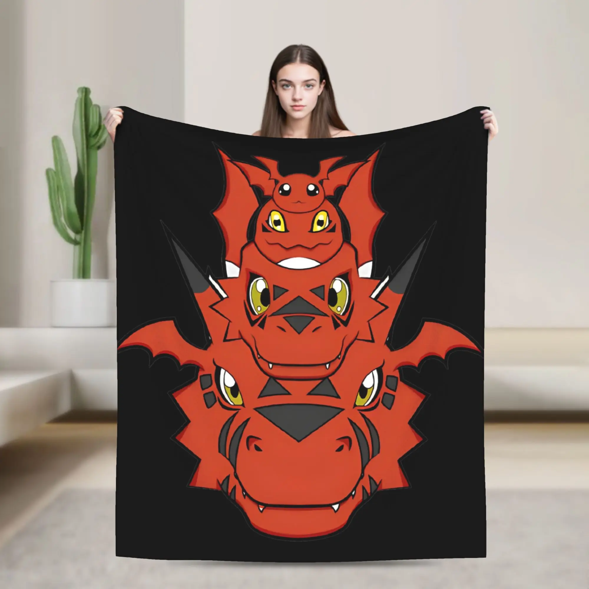 Jyarimon Gigimon Guilmon Growlmon Evolution Knitted Blankets Digimon  Wool Throw Blankets Summer Bedspreads