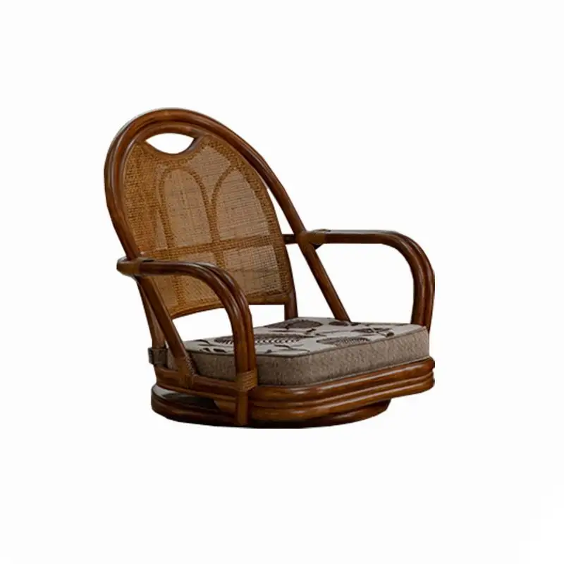 

Japanese-style rattan tatami swivel chair seat cushion low armchair back tea table