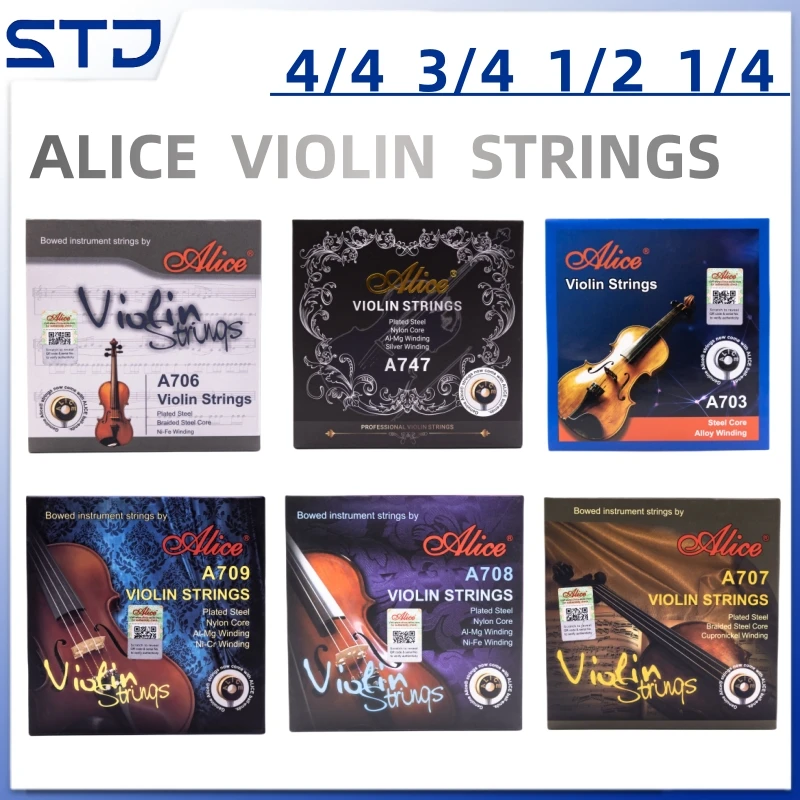 A747 Alice Strings Nickel-plated High-carbon Steel Nylon Core Silver Wound 4/4 3/4 1/2 1/4 A703 Fiddler string  Parts