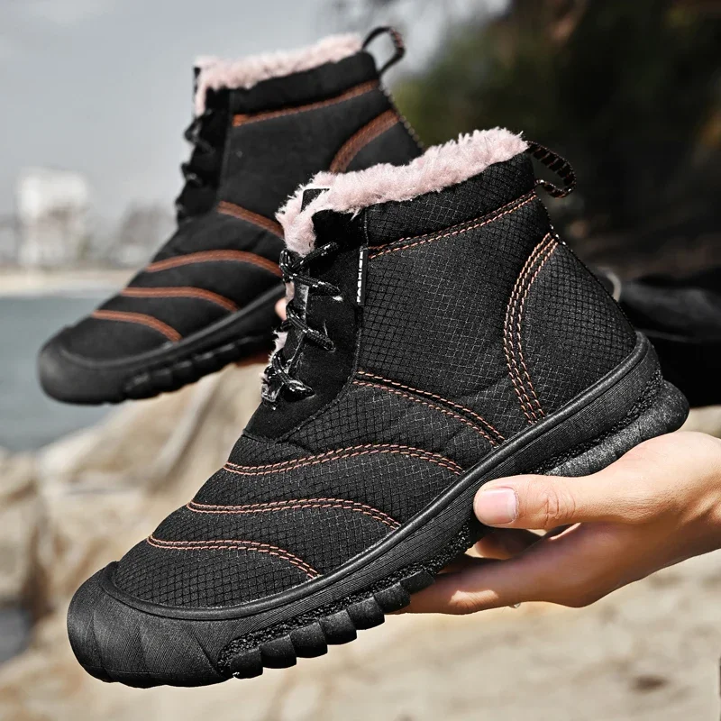 Winter Boots For Men Plus Cotton Velvet And Thickening Warm Plush Casual Shoes Soft Comfortable Outdoor Lightweight Snow Boot