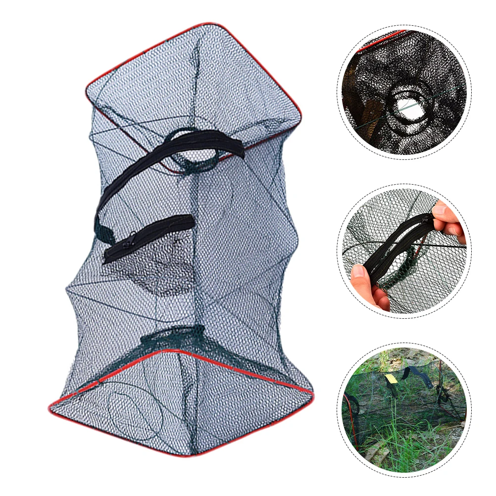 

2pcs Crab Fishing Net Foldable Lobster Trap Portable Mesh for Outdoor Adventures Reusable Crawfish Catching Tool Nylon Fish
