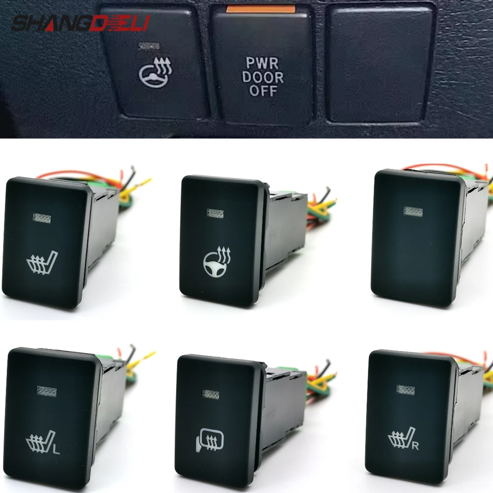 

1 шт., синий свет, зеркало с подогревом автомобильного сиденья, кнопка переключения на руле с подогревом и проводом, подходит для Toyota Camry для Corolla