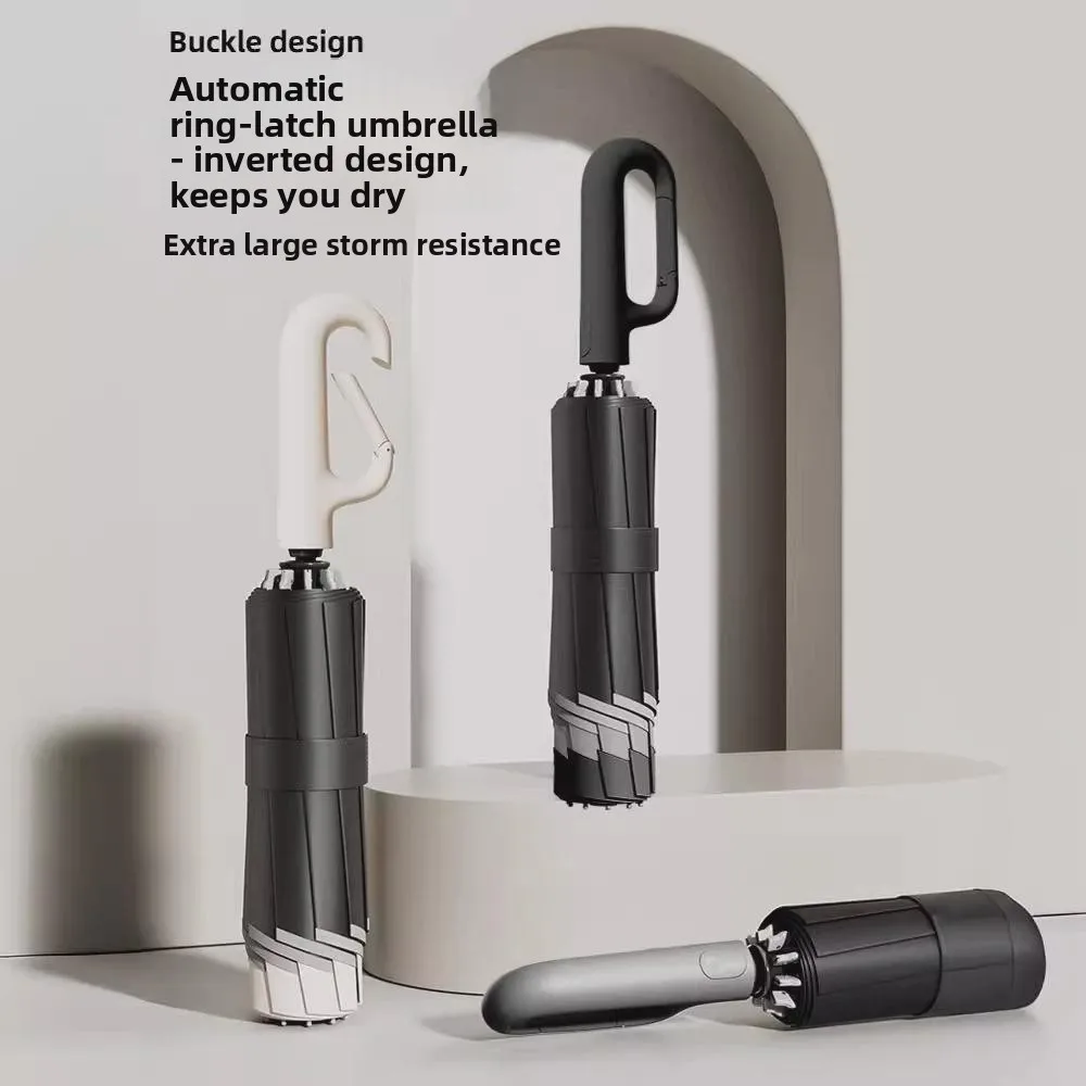 

Thiened Ring Bule Auatic Umbrella Windproof Portable Inverted Sunade Dual-use Men's Special Large Size Ladies' Umbrella