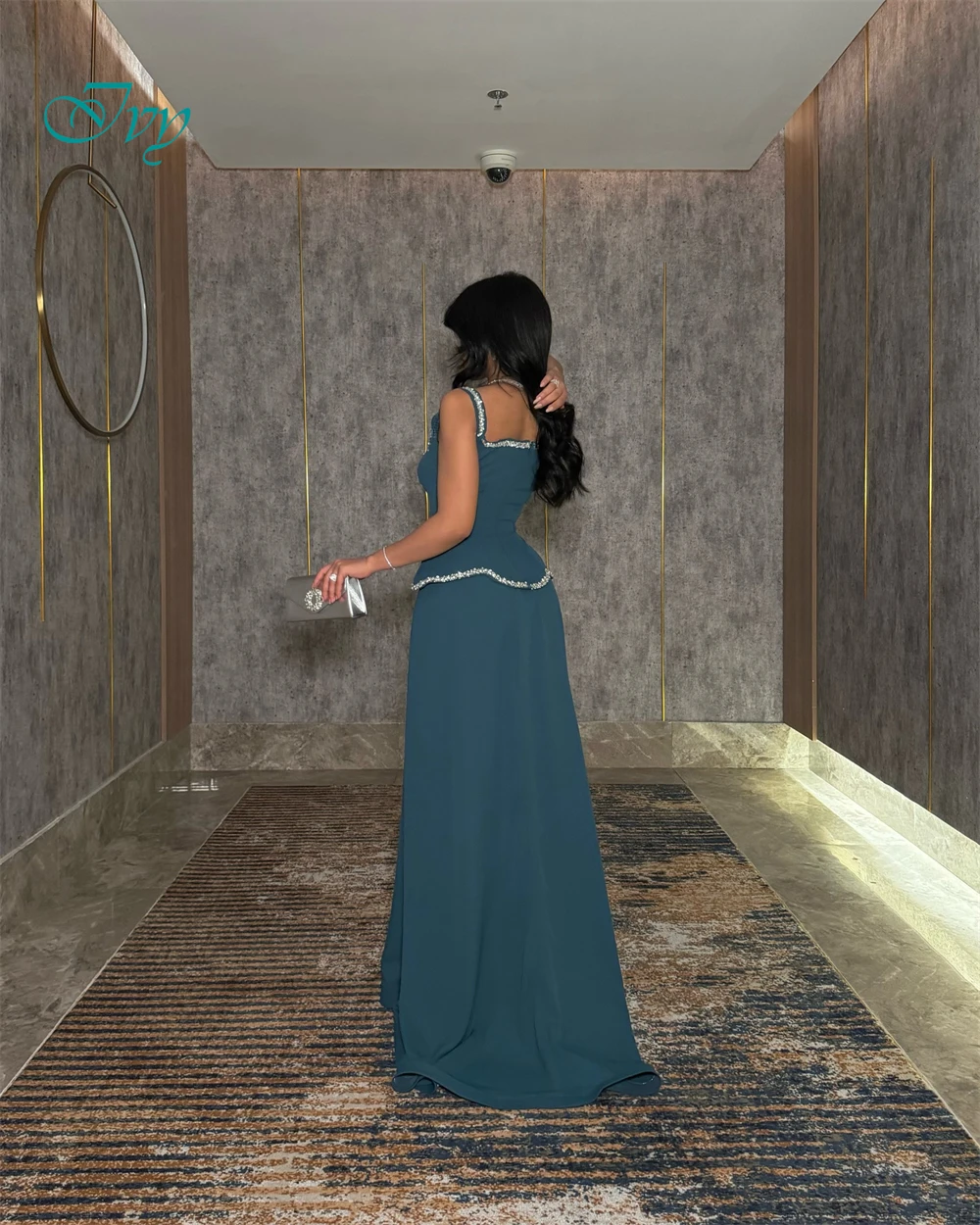 Robe de soirée personnalisée, col carré, sans manches, en mousseline de soie, de haute qualité, robes de bal délicates en cristal