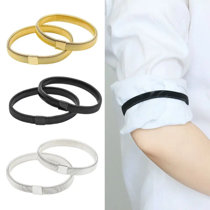 Metal Shirt Sleeve Holders Men\'s Elastic Armband Adjustable Cuffs Arm Rings Clamp For Party Wedding Clothes Accessories