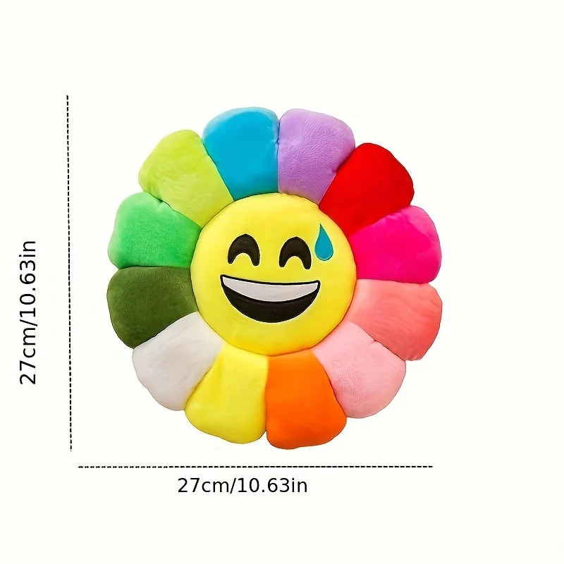 Christmas colorful sunflower pillow, soft and comfortable sunflower smiley face cushion, family bedroom decoration