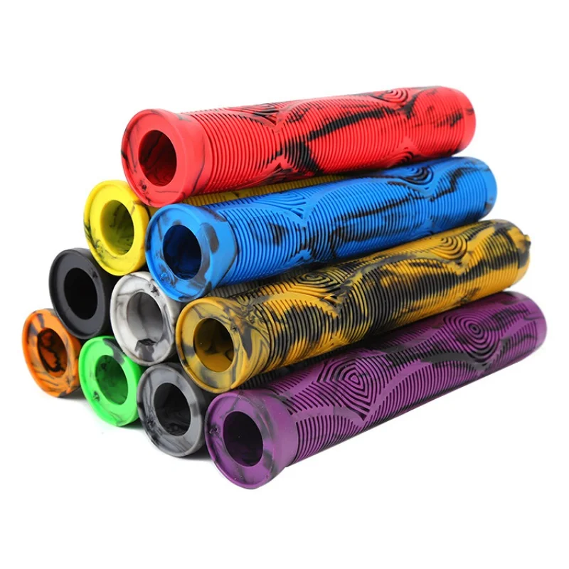 160mm Mixed Color Dual-Pass Mountain Bicycle Handle Grip Soft Rubber Handle Rubber Non-Slip Grip