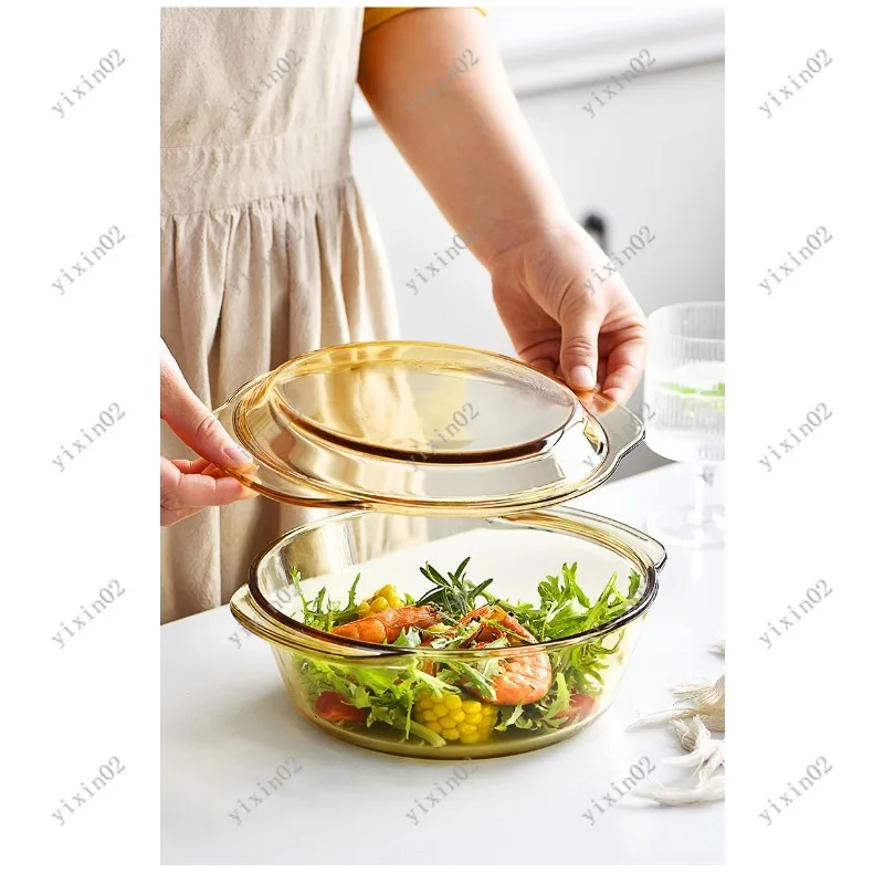 

Heat Resistant Glass Bowl with Lid Microwave Safe Bowl for Soup Egg Custard