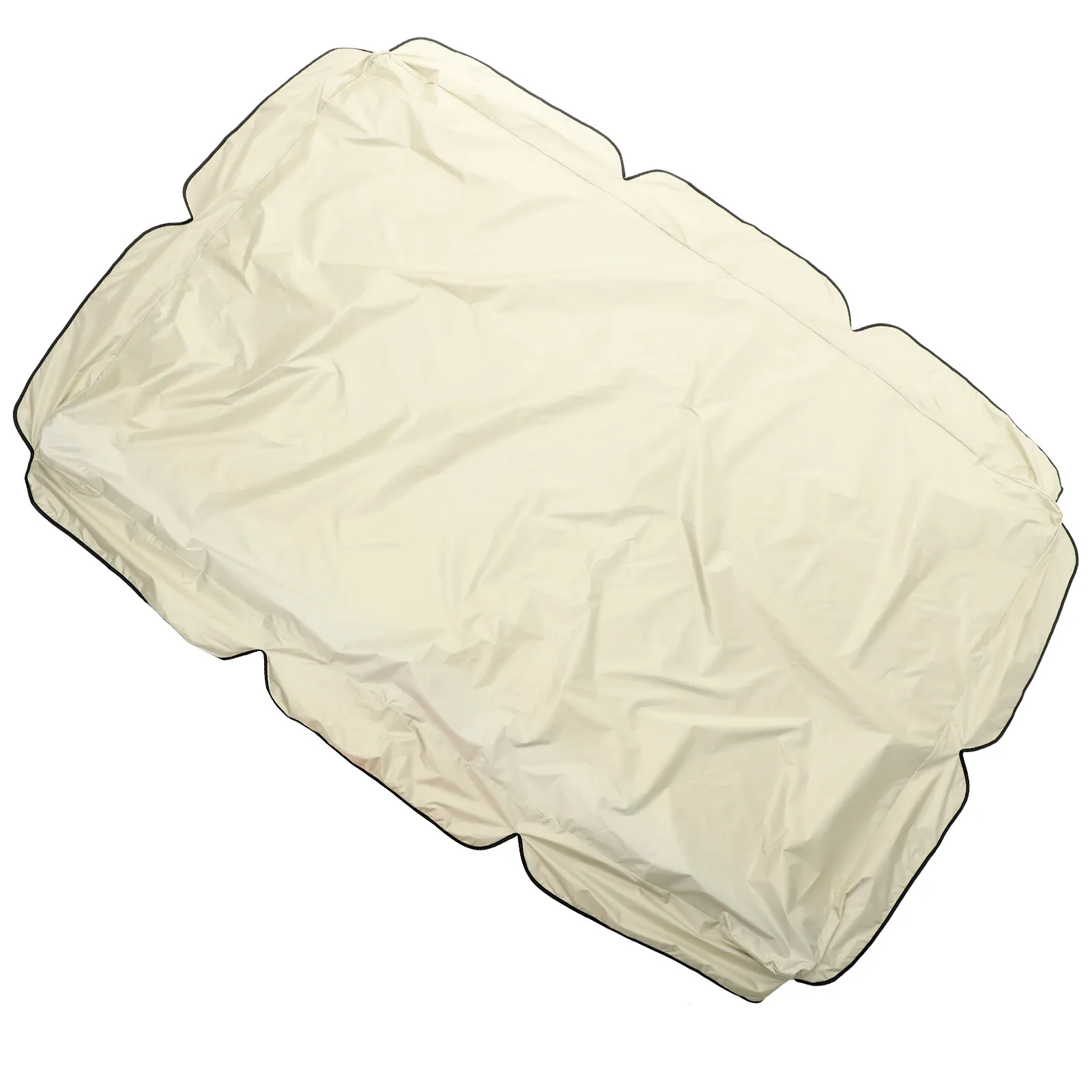 

Outdoor Waterproof Swing Cover Beige 195x125cm Polyester Material Uv Shield Scalloped Edge Elastic Band Garden Swing Dustproof