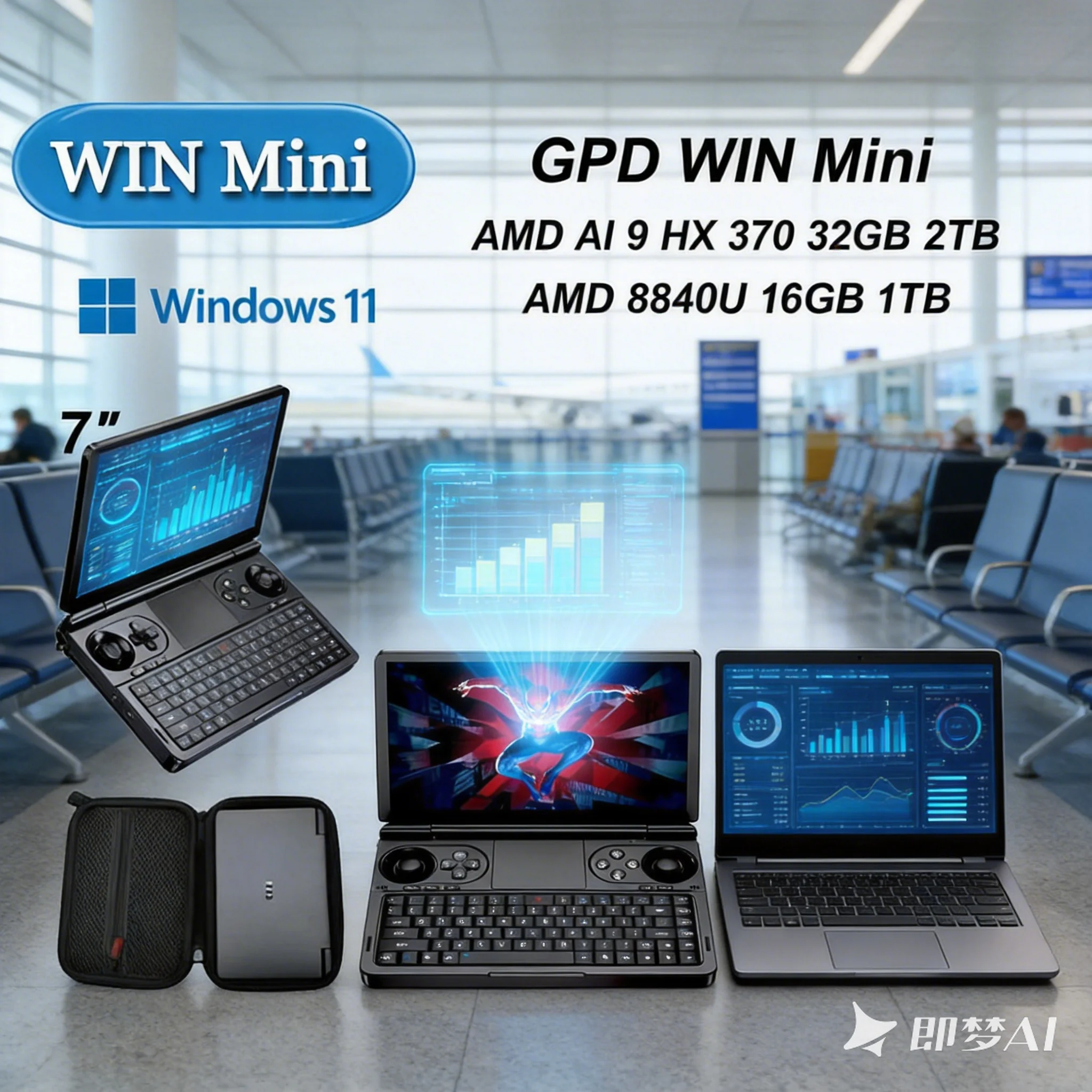 

Fast Shipping GPD WIN Mini 2026 AMD AI 9 HX 370 7" 32GB 2TB PCIE4.0 Pocket Gaming Laptop Console