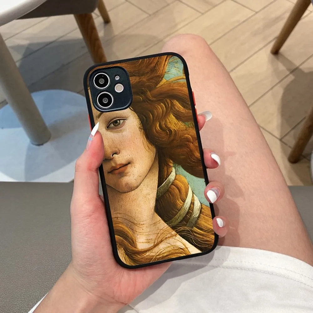 Art Paintings The Birth Of Venus Phone Case For iPhone 14 X XR XS 7 8 Plus 11 12 13 pro MAX 13mini Matte Shockproof Case