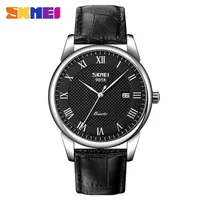 Relojes de pulsera Skmei de cuarzo resistentes al agua 3Bar para hombre, relojes para hombre, relojes con correa de cuero de lujo de marca superior 9058