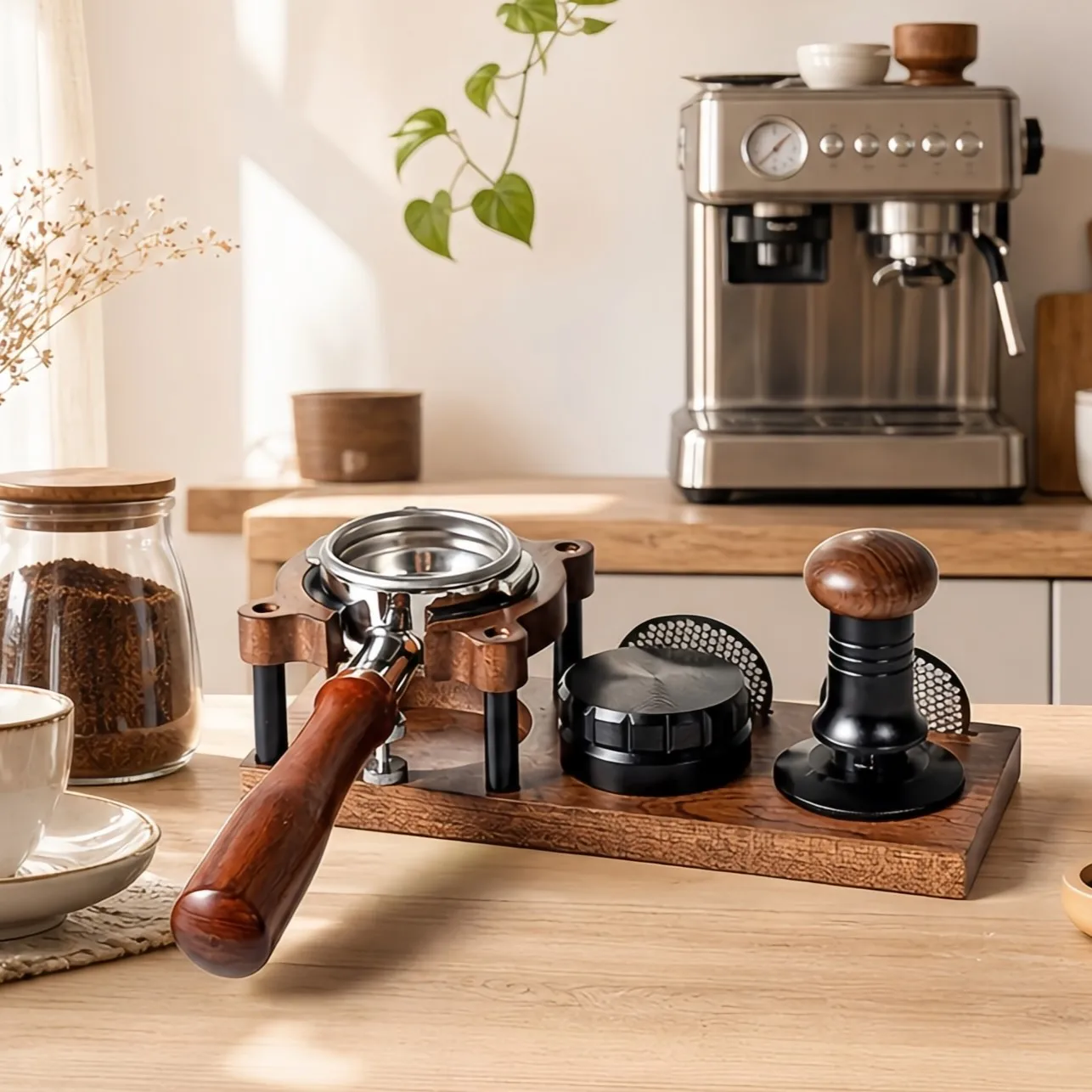 Coffee Tamper Mat Wood Station Espresso Calibrated Tamper Base Non Slip 51mm 53mm 54mm 58mm Coffee Corner Accessories Tools Set