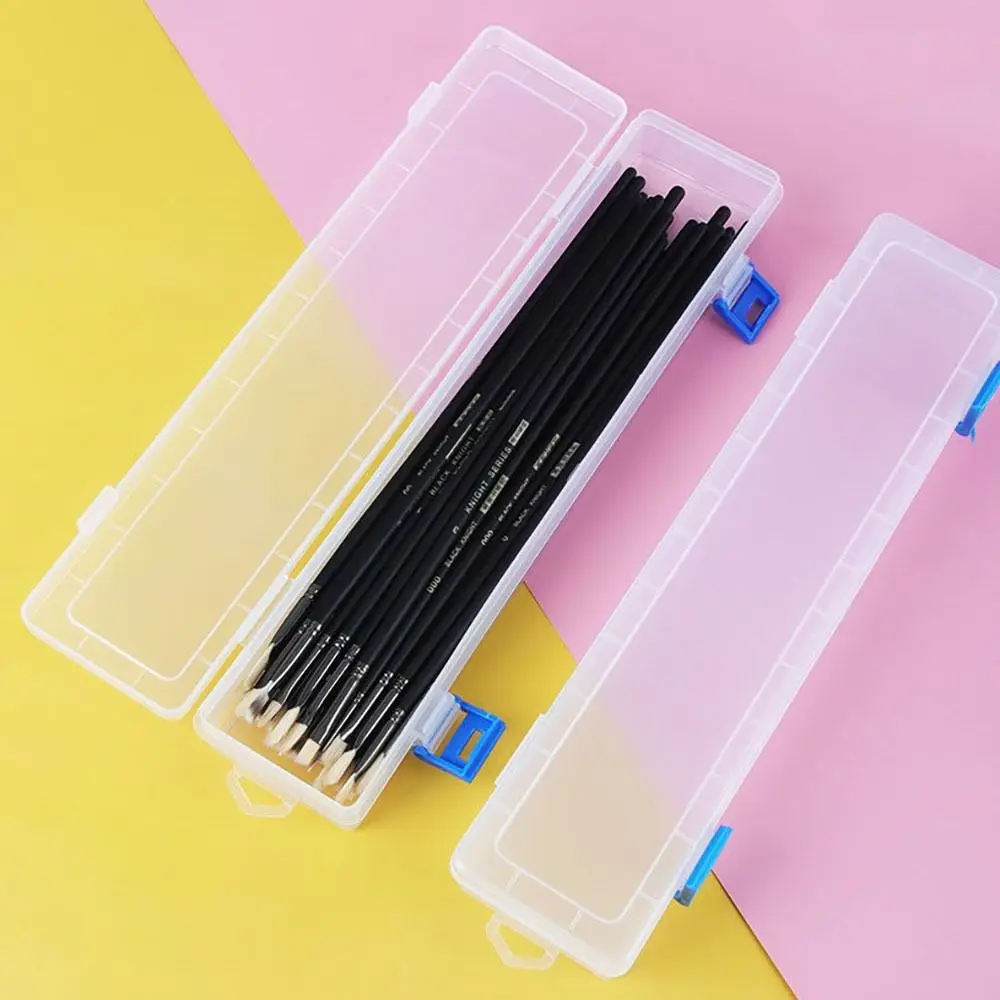 

1Pcs Transparent Clear Pencil Storage Box Watercolor Pen 33x6x3.5cm Drawing Tools Bin Plastic Brush Painting Container Case