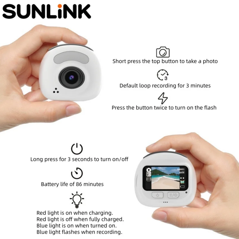 1 szt. kamera sportowa do użytku zewnętrznego 1080P HD, cyfrowa kamera do selfie dla uczniów, mini przenośna kamera dla dzieci, kamera sportowa do wędrówek