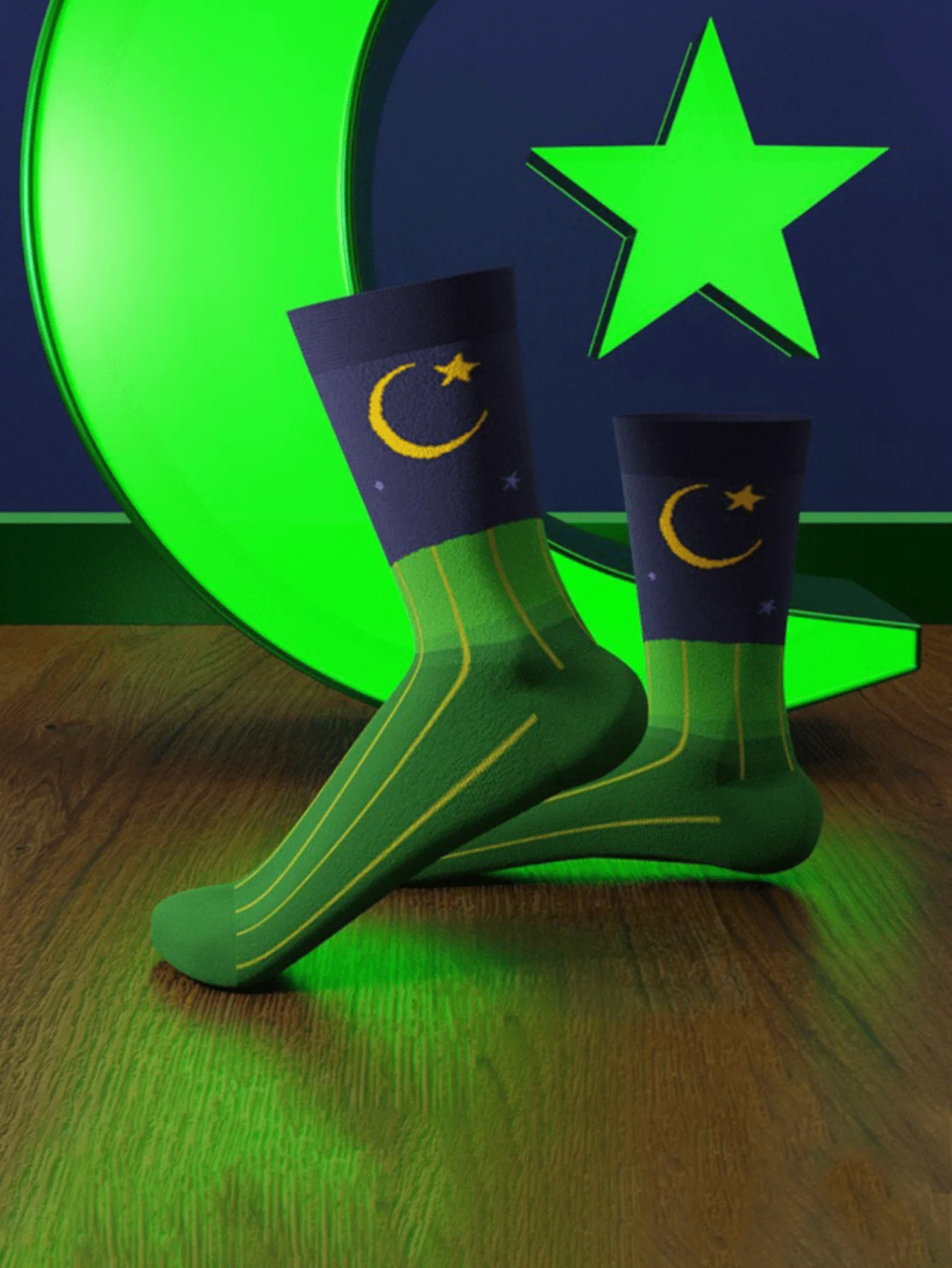 

1 pair of men's four seasons style European and American fashion moon pattern mid-tube socks