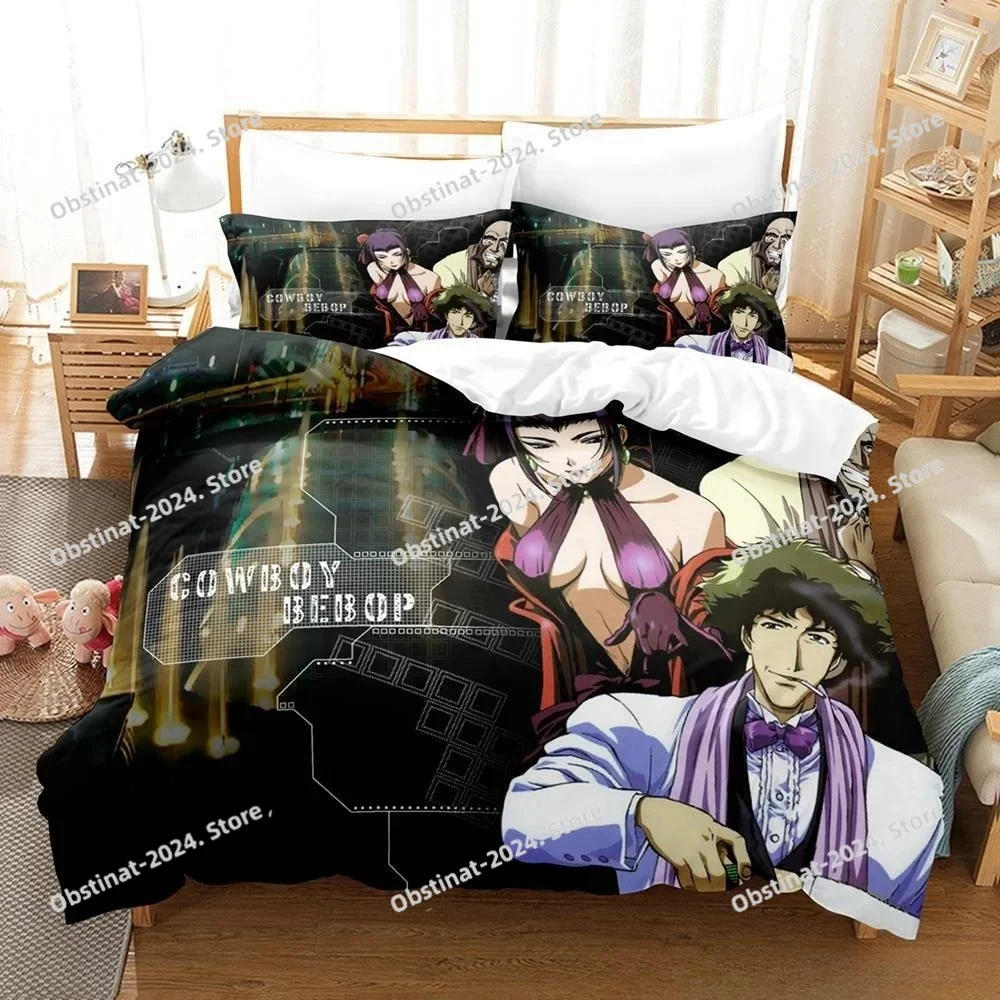 

Fashion 3D Printed Game Cowboy Bebop Bedding Set Cartoon Anime three-piece Set Adult Kid Bedroom Duvet Cover Sets Home Textiles