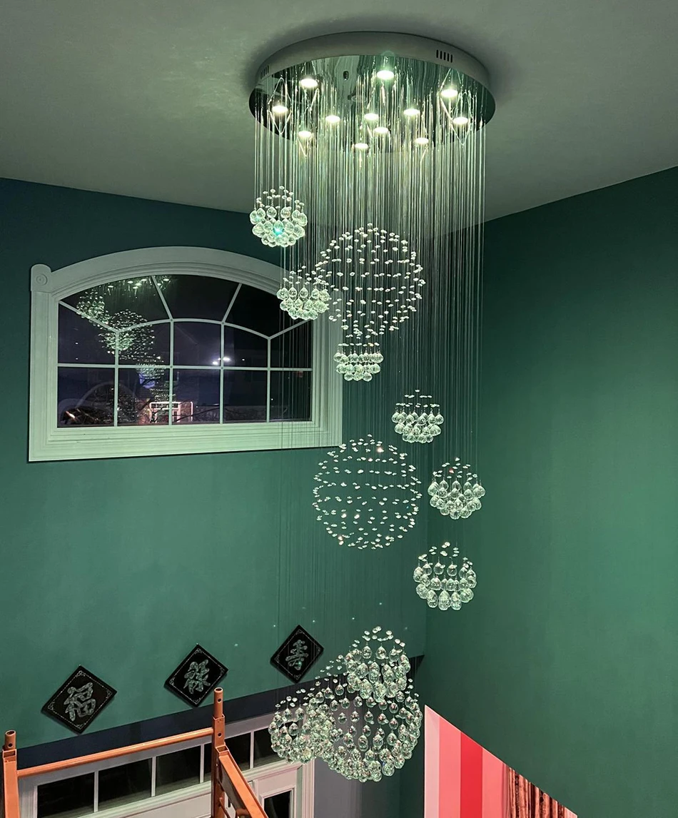 

Long Crystal Chandelier Lighting Lustres Lampadari Modern sStage Chandelier LED Light, Clear Crystal Lighting Fixtures