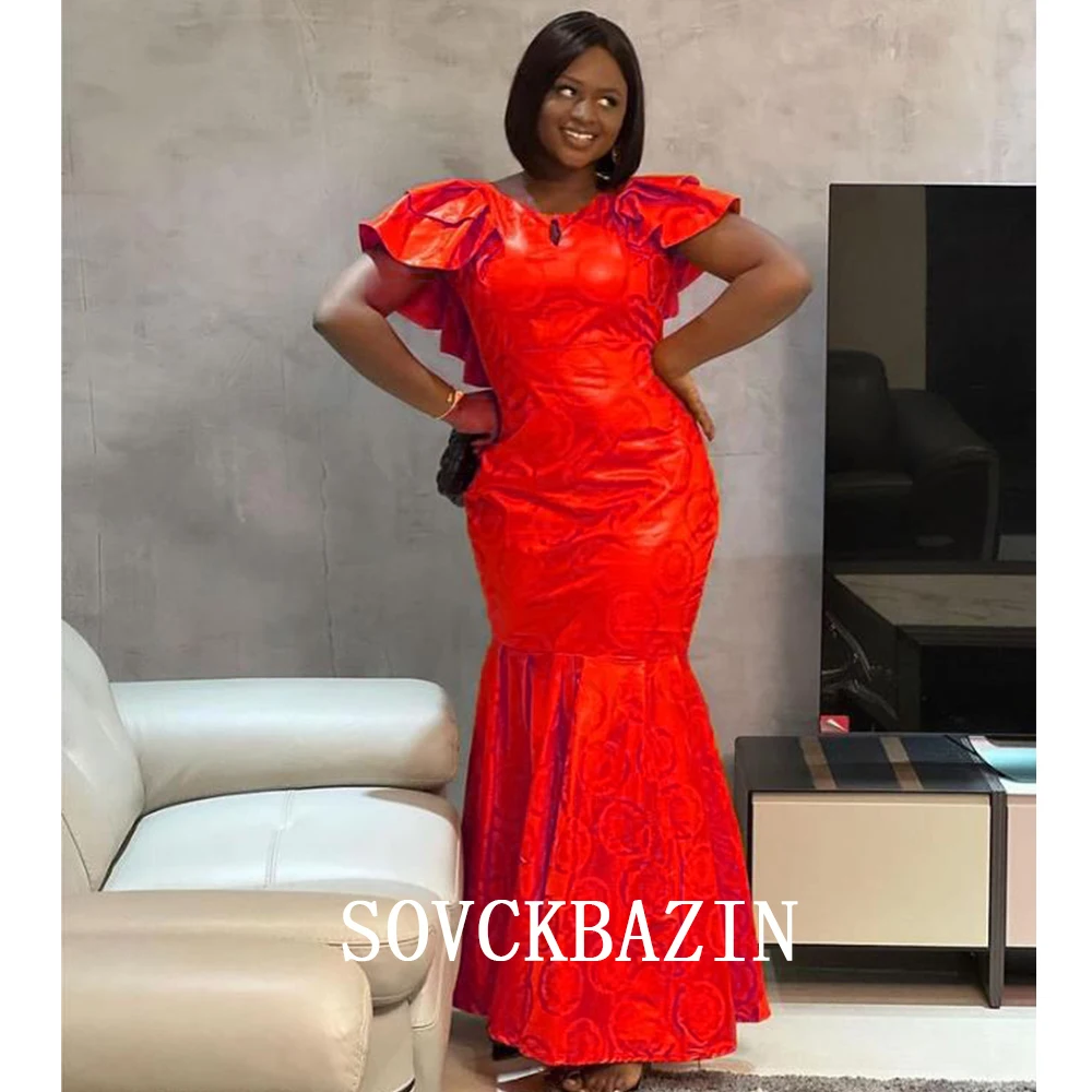 Large Size Bazin Riche Long Dresses White For African Wedding Party Clothing Bazin Riche Dashiki Robe With Scarf Top Class Dress
