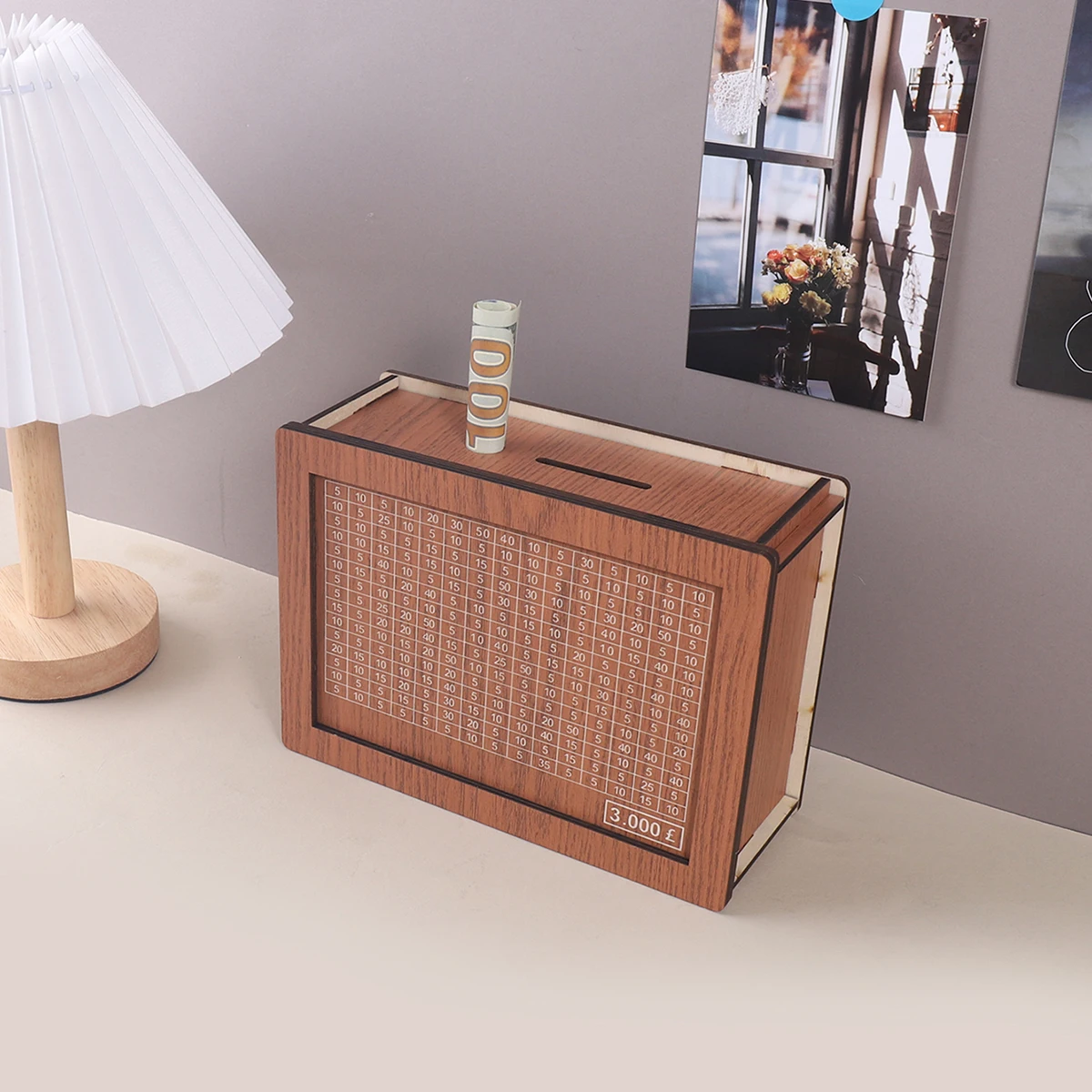 2000/3000/5000 Pound Money Box Wooden Bank Money Vault Savings Box Challenge Cash Storage Case A Storage Gift for a Friend