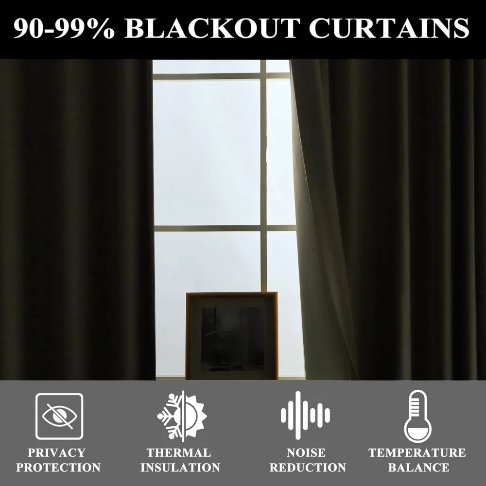 Natuurlijke linnenmix 50x108 inch verduisteringsgordijnen met kamerverduisterende voering, doorvoertule bovenste raamgordijnen voor privacy en licht co