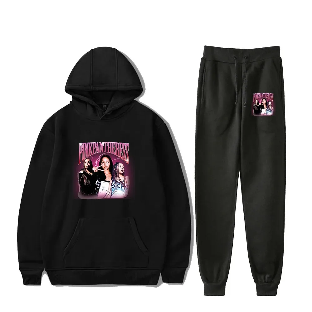 

Homens e mulheres PinkPantheress Merch Hoodie e Calças Jogger, moletons e moletom, conjunto cantor pop 2024