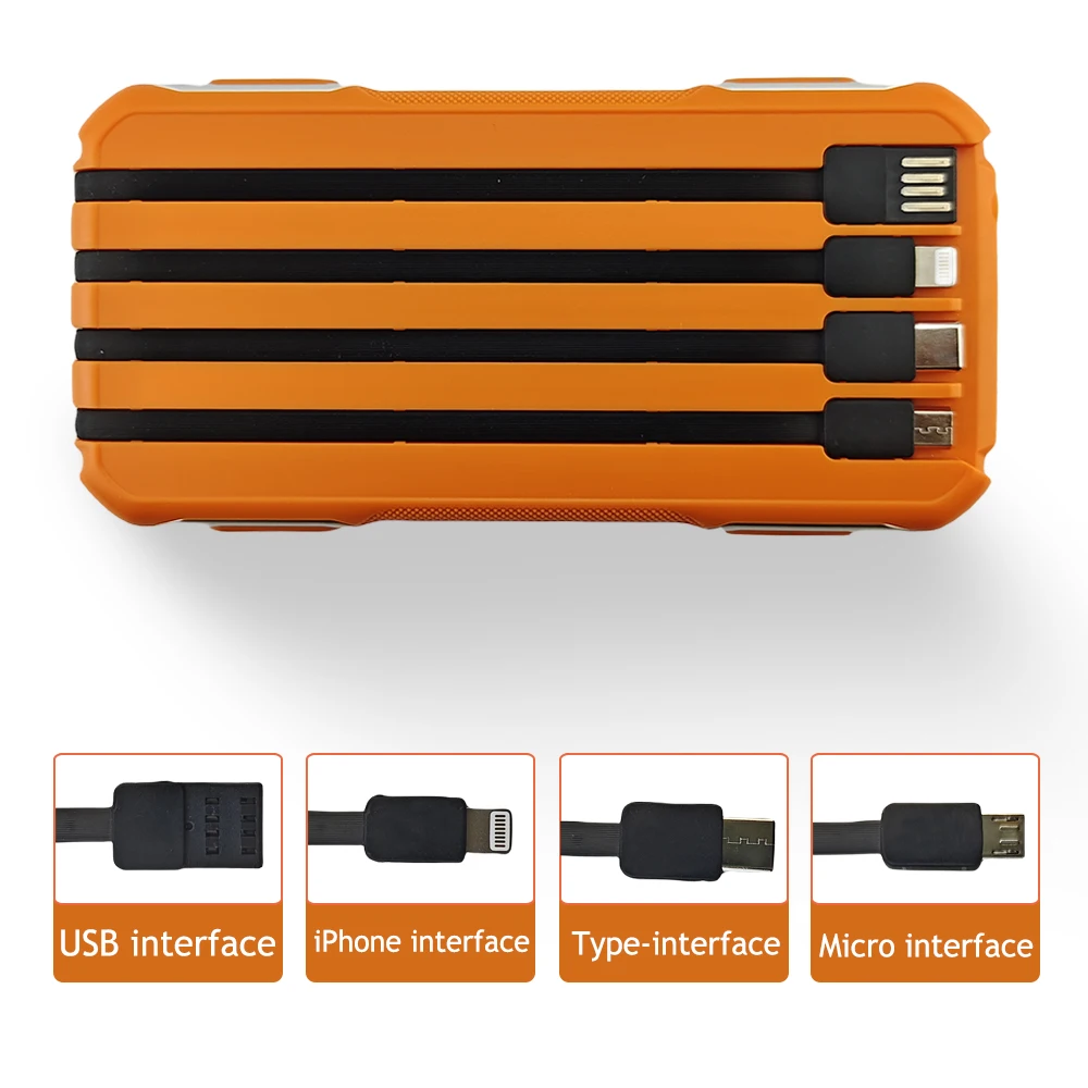 10000mAh Large Capacity Power Bank Solar Charging PowerBank Come With Four Wires Suitable For Samsung Apple Huawei