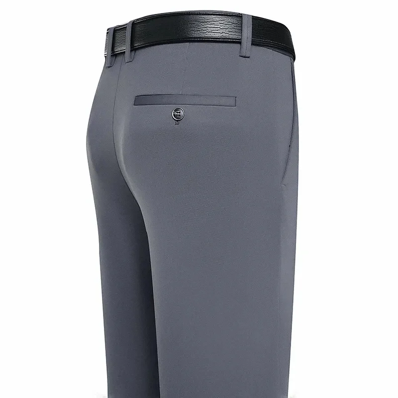 Herenbroeken Zomer Dunne Business Casual Broek Klassiek Effen Kleur Elastisch Comfortabel Los Recht Merk Herenkleding