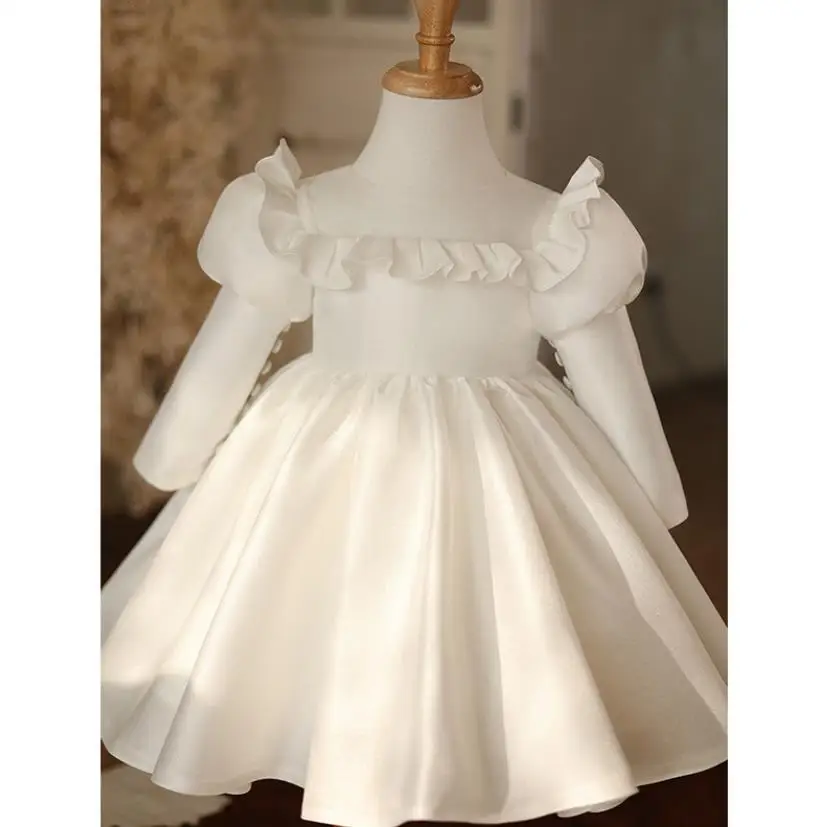 

Baby Clothes For Baptism Birthday Party Wedding Prom Gown Ruffles Button Design Princess Dresses For Girls Easter Eid A1624