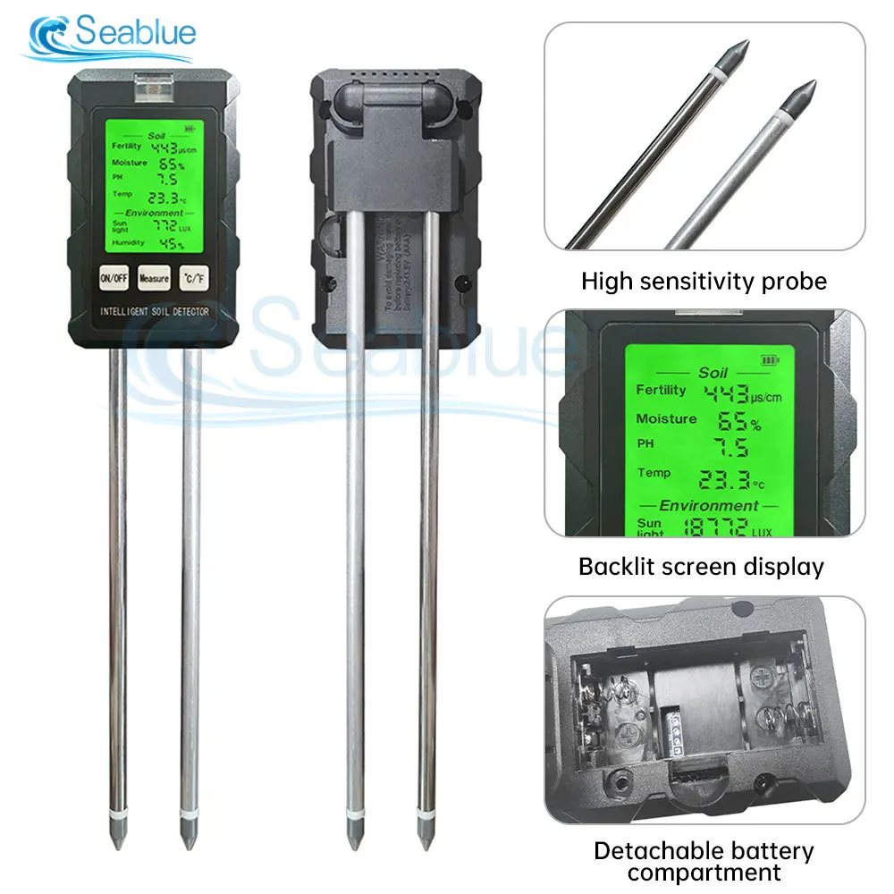 High Accurancy Soil PH Tester Soil Moisture/PH/Temperature Sunlight Intensity Testers Garden Planting Soil Detector Soil PH Test