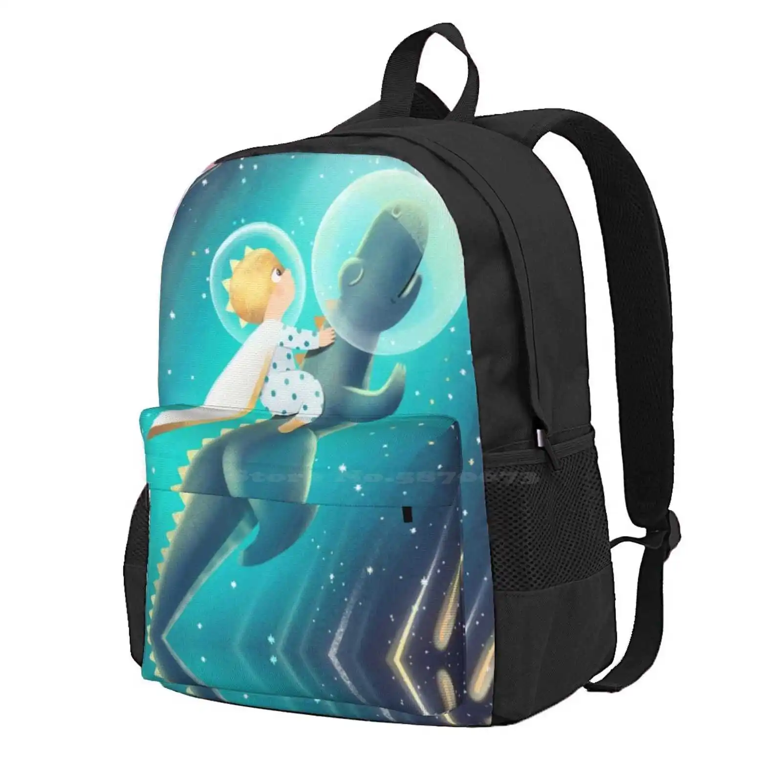 A T-Rex In Space Hot Sale Schoolbag Backpack Fashion Bags T Rex Space Child Dream Trip Star Dinosaur Super Hero