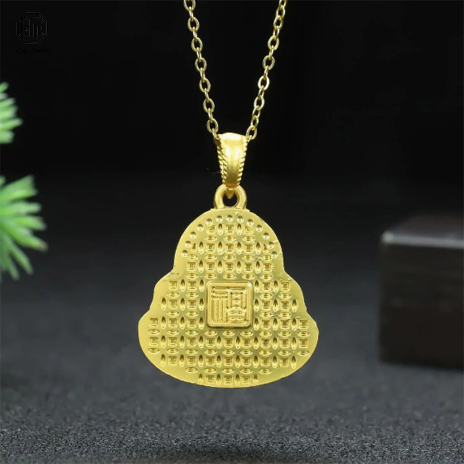 Antique Gold Plated Hetian Jade Buddha Pendant Necklace Adjustable Length Unisex Spiritual Meditation Jewelry Gift for Travel