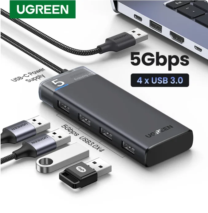 UGREEN USB Hub USB 3.0 Hub 4 Ports 5Gbps USB Multi Splitter Adapter for Macbook iPad Pro Air Laptop PC Computer Accessories
