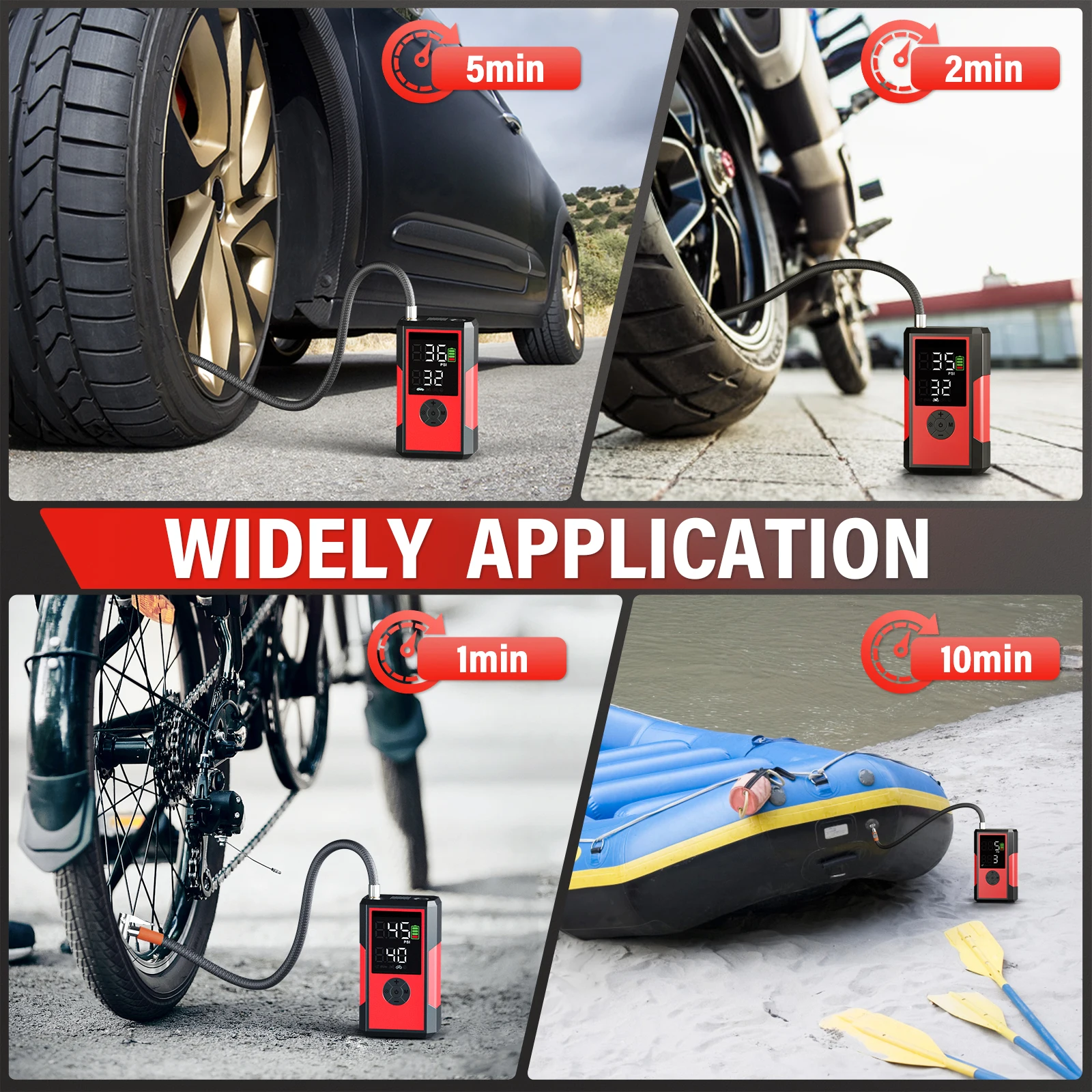 150PSI Car Air Compressor With Battery 10000mAh Portable Electric Tire Inflator For Car Motorcycle Air Pump Tire Inflatable Pump view 2