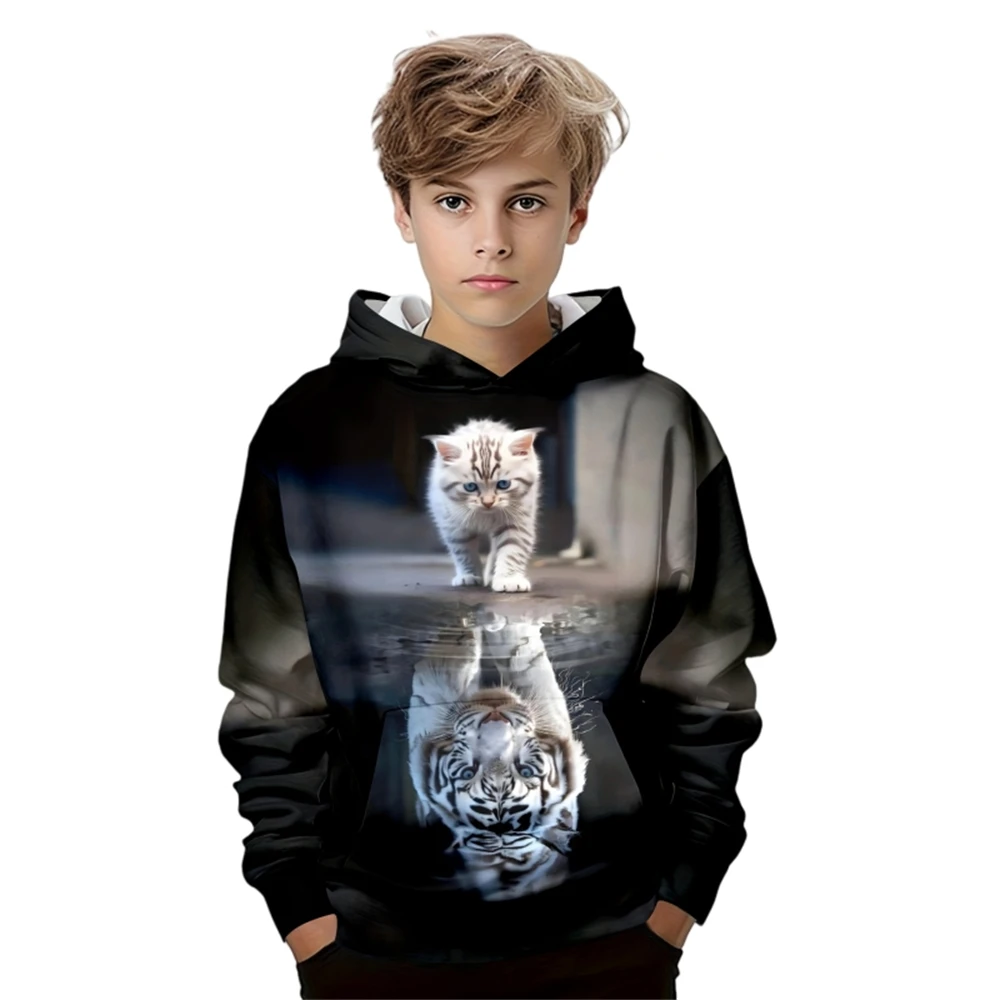 Kids Clothes Boys Hoodies Long Sleeve 3D Tigers Print Children Spring Fall Clothes Casual Outdoor Stylish Boy Girl Clothes Tops