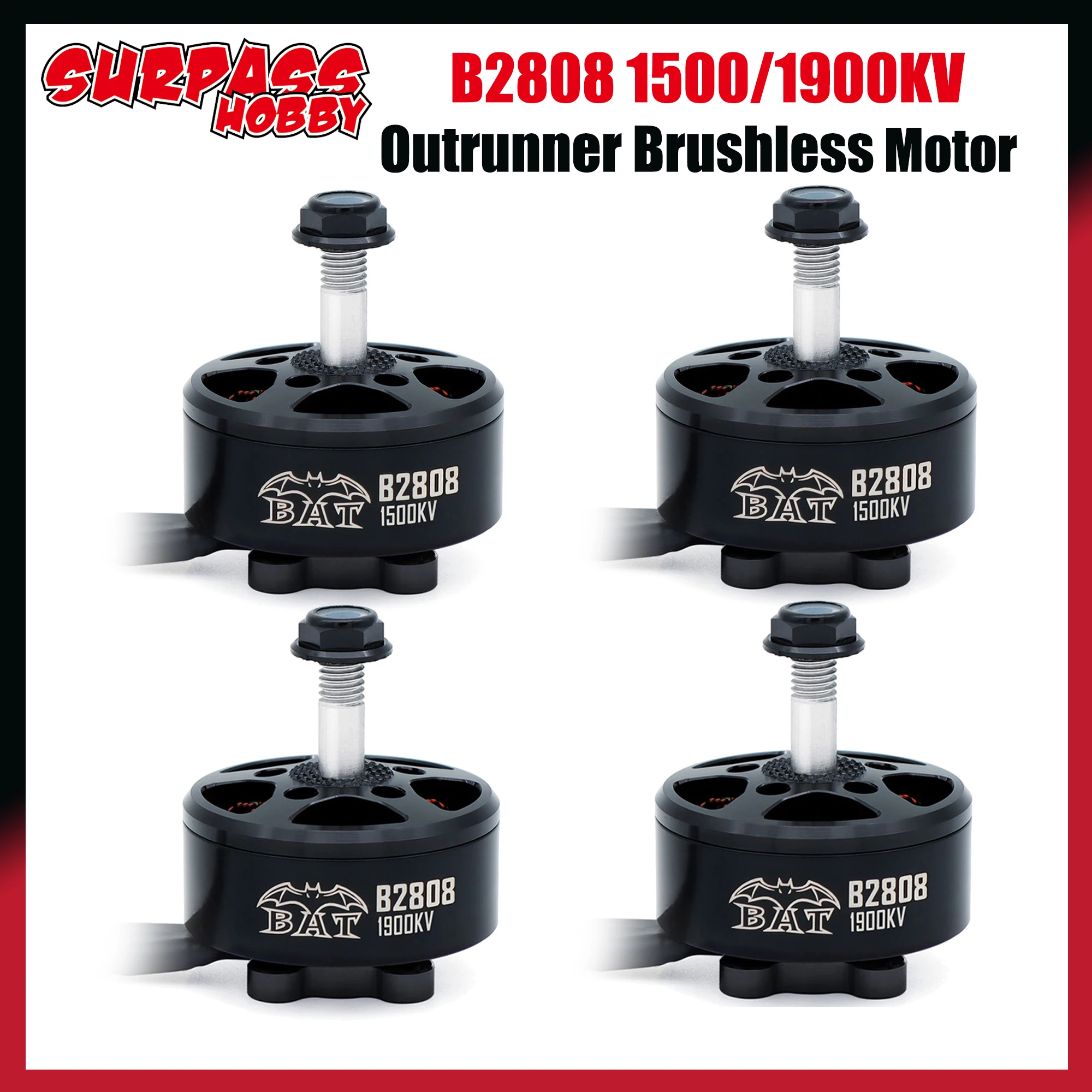 

4PCS SURPASS HOBBY B2808 1500KV/1900KV Outrunner Brushless Motor for RC FPV Plane Racing Drone Fixed-Wing Helicopter Multicopter