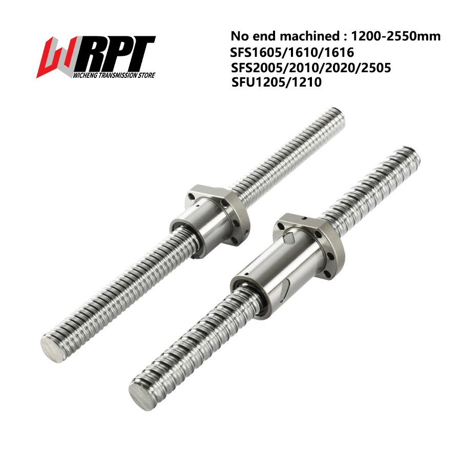 High Precision C7 Ball Screw Set SFU1205 SFU1210 SFS1605 SFS1610 With Ball Nut Roller Ballscrew 1200mm 2500mm End No Machined