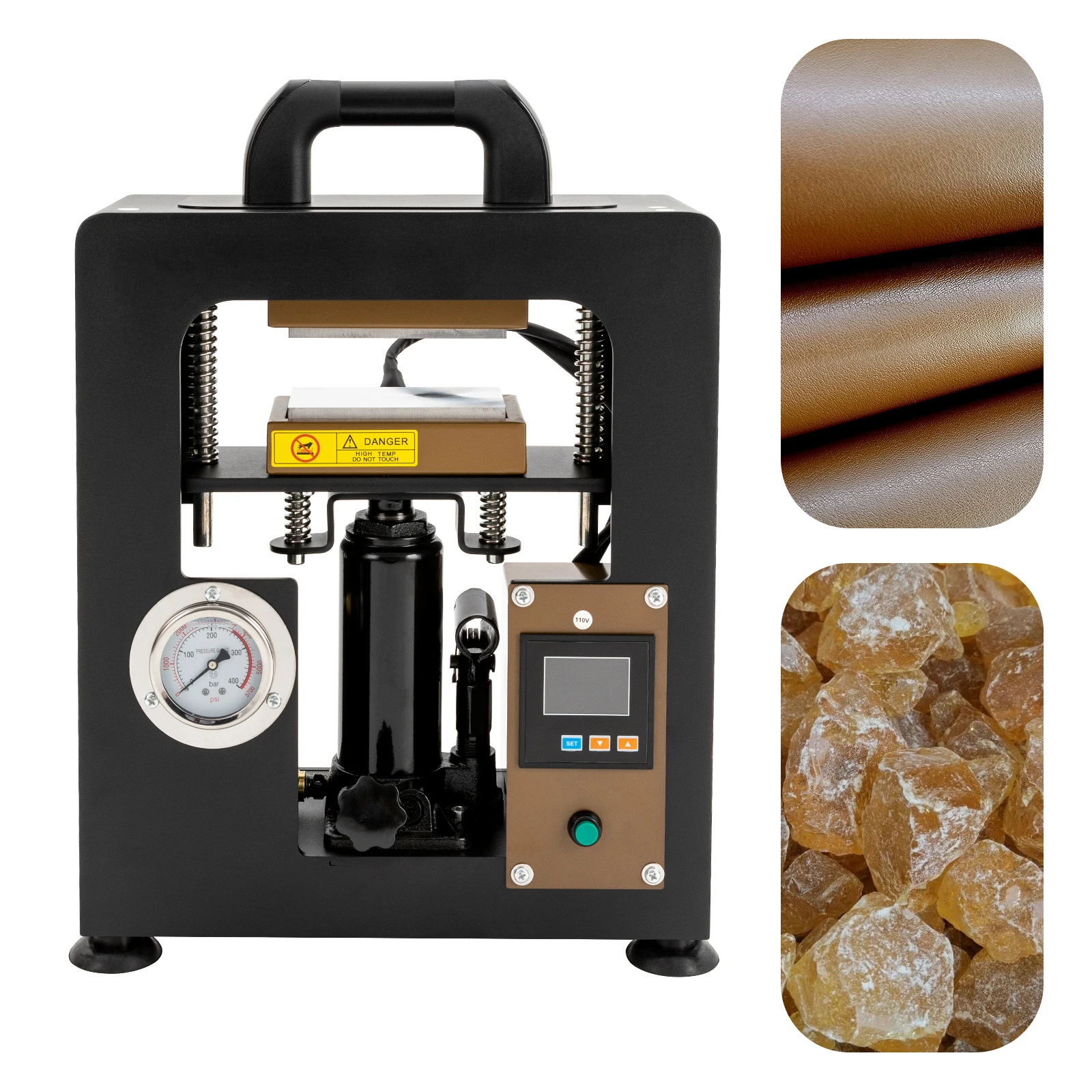 Mesin Tekan Panas Hidrolik 10T dengan Pengukur Tekanan (0-5700 PSI) - Mesin Tekan Panas untuk T-Shirt, Sublimasi & Proyek Kerajinan DIY