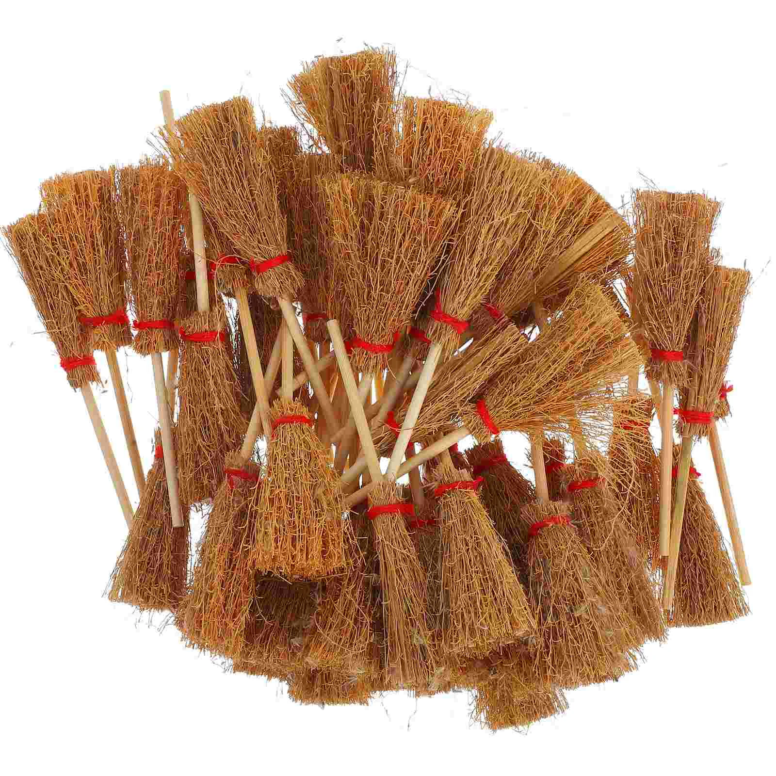 

50 Pcs Mini Broom Decorating Needs House Brooms Furniture Model Miniature Occasion Decoration Decors Desktop Wood